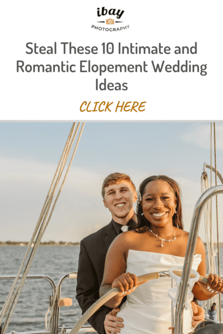 Romantic wedding ceremony on a sailboat with a colorful sunset in the background