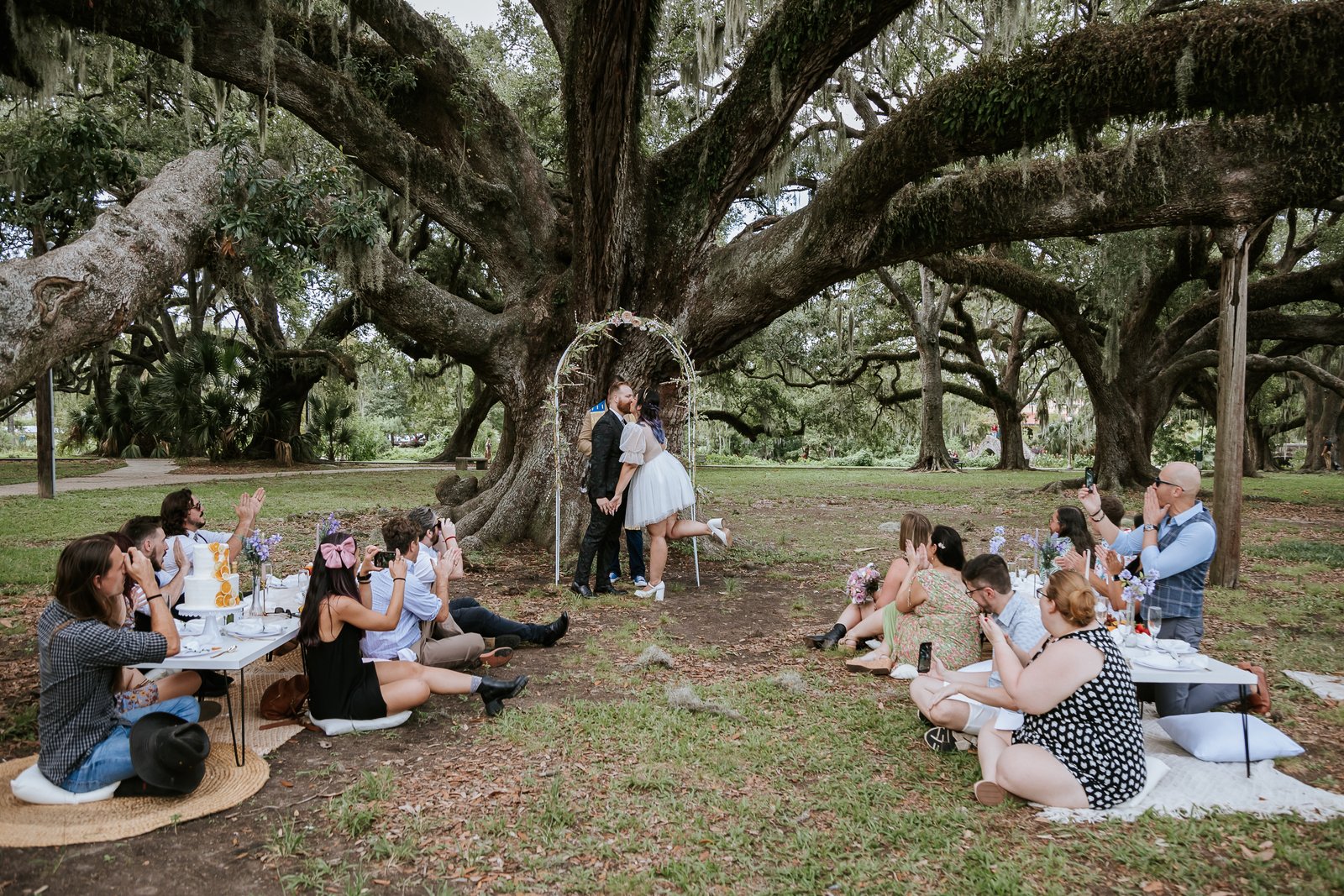 Joyful couple celebrating their love in the heart of New Orleans.