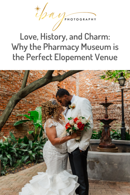 couple getting married in the courtyard at pharmacy museum in New Orleans