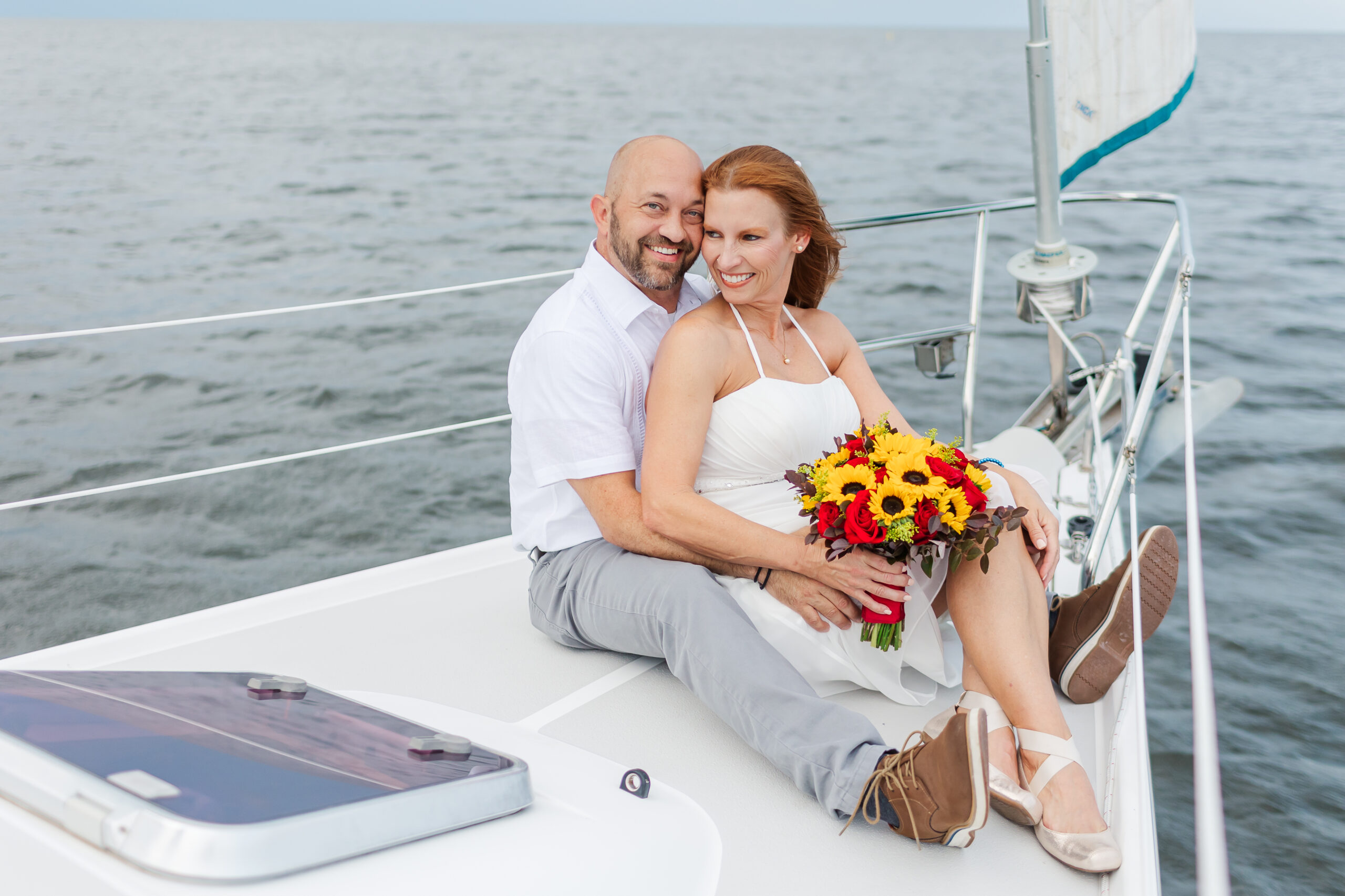 couple exchanging vows on a sailboat in New Orleans