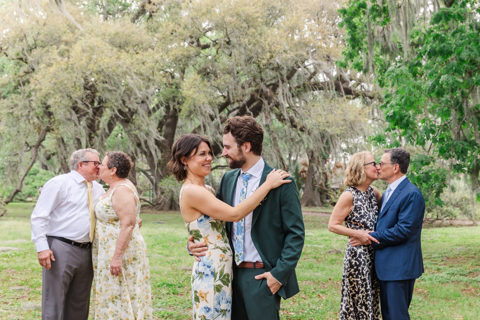 Elopement photo beneath a historic oak in City Park