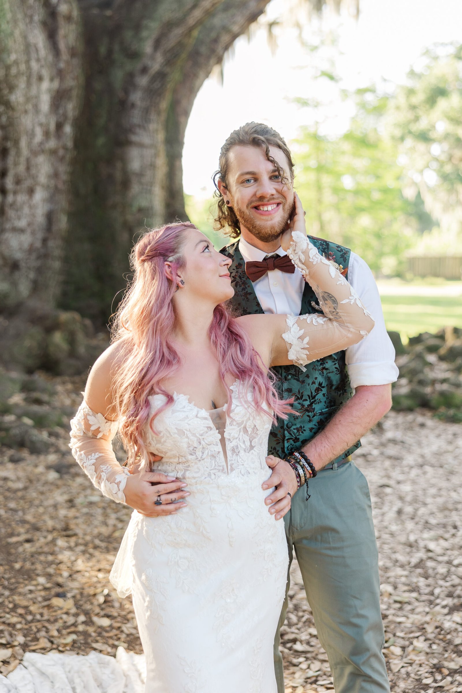 Private wedding moment at New Orleans’ Tree of Life