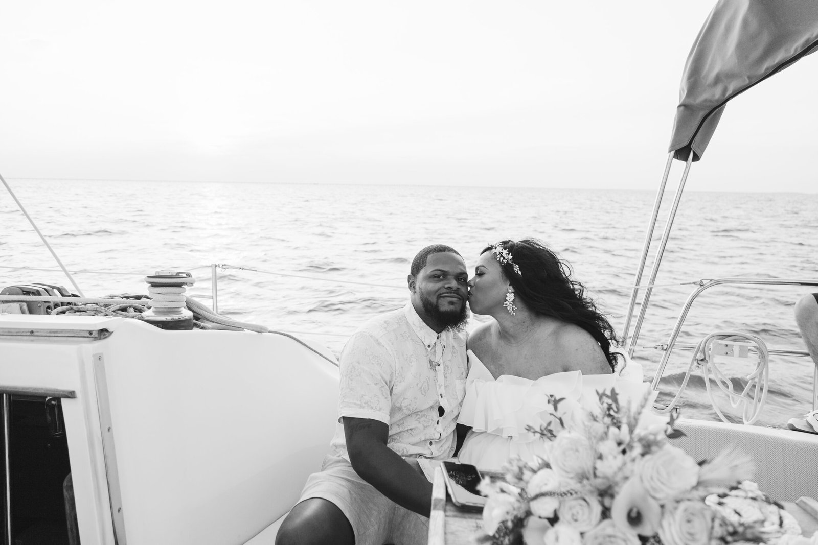 Intimate wedding on sailboat in New Orleans