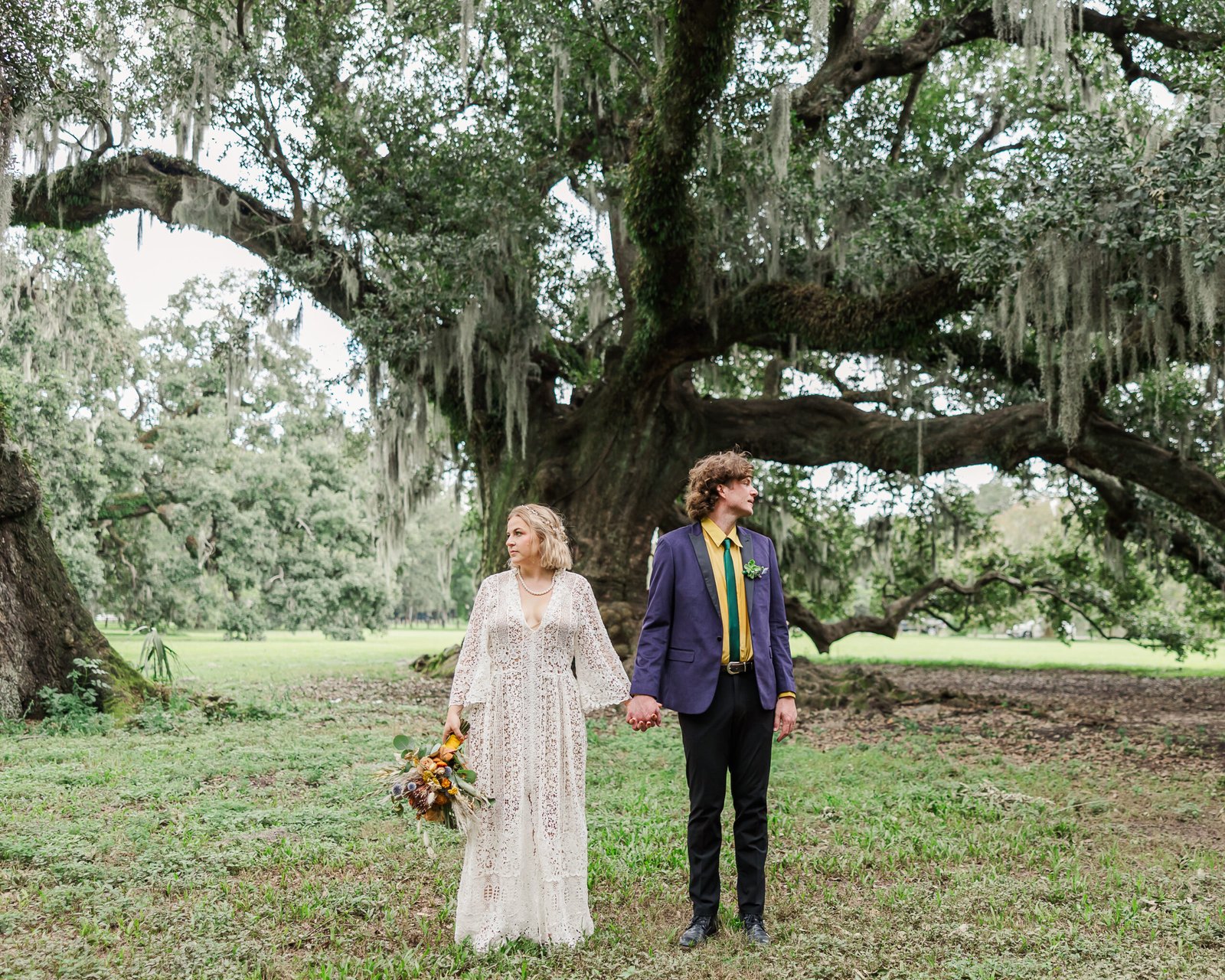 Couple eloping at iconic New Orleans tree