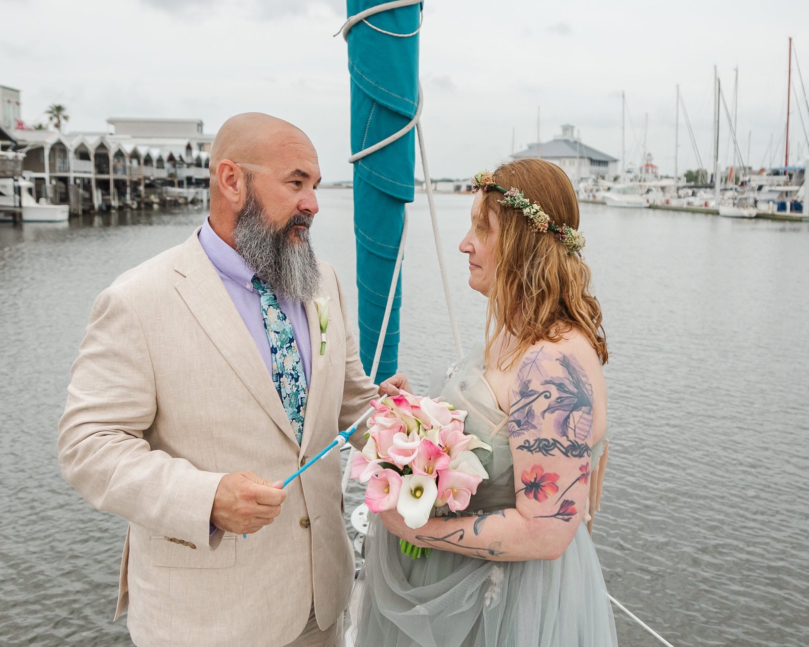 New Orleans wedding ceremony on a sailboat