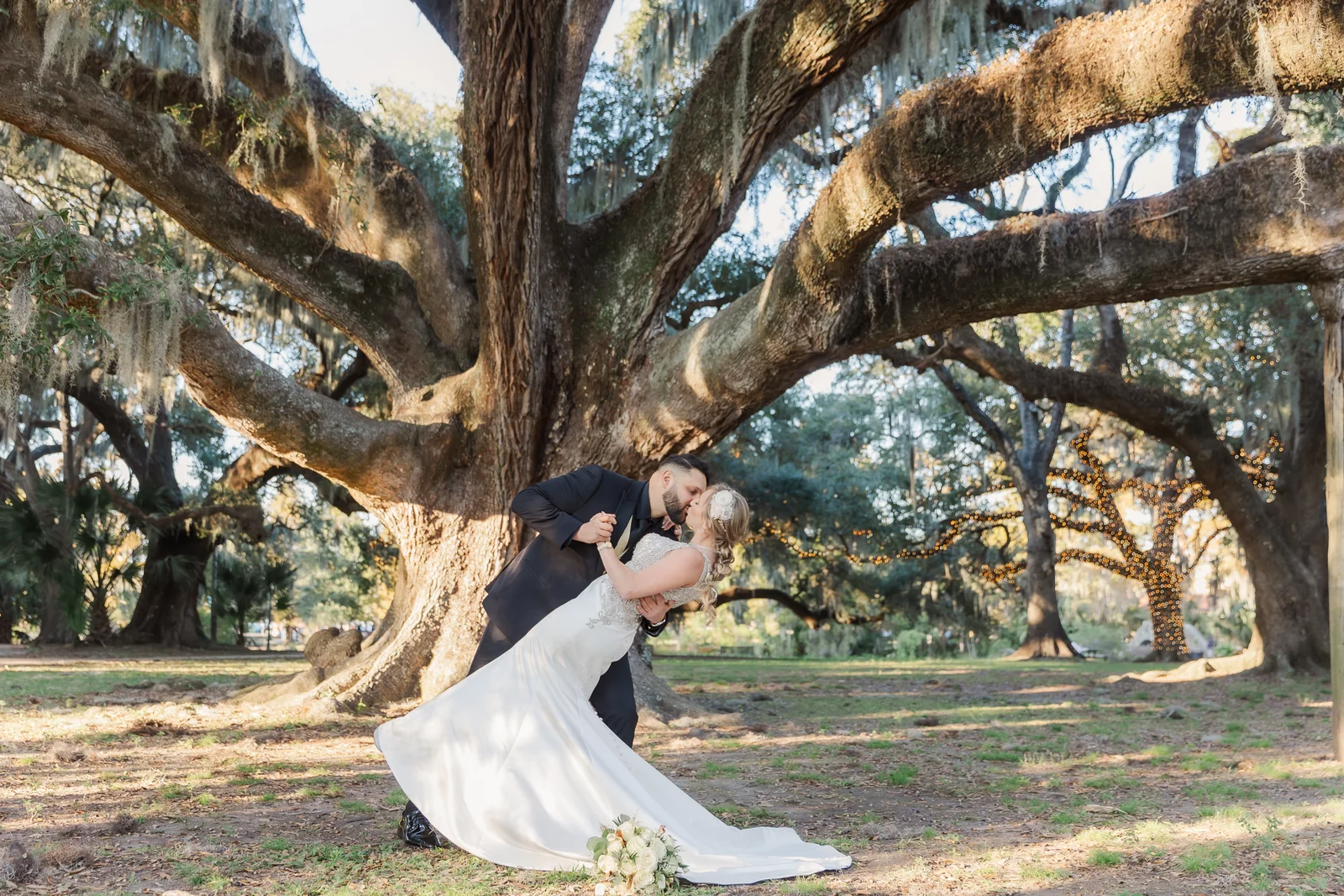 Couple laughing during vow renewal in New Orleans
