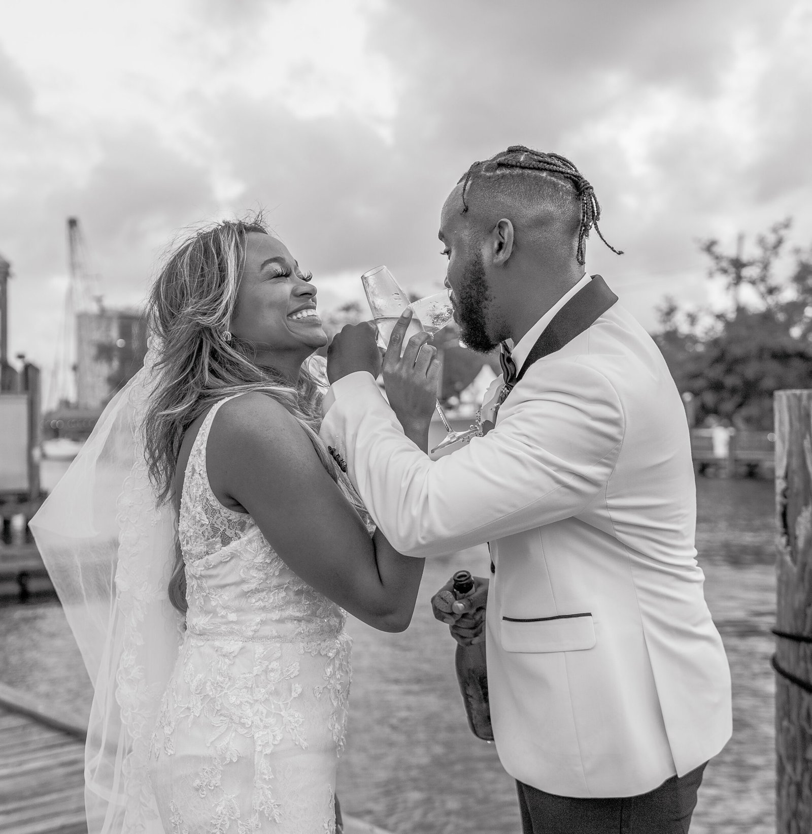 Daytime at sunset sailboat elopement in New Orleans