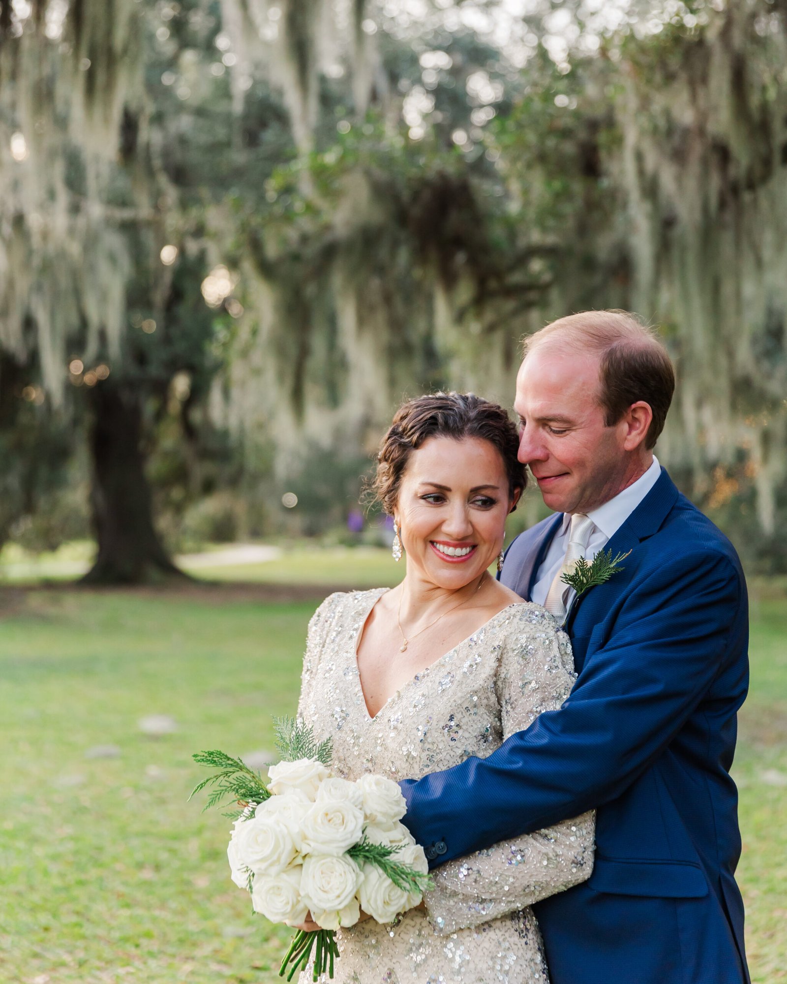 Elopement in New Orleans’ City Park beneath tree canopy