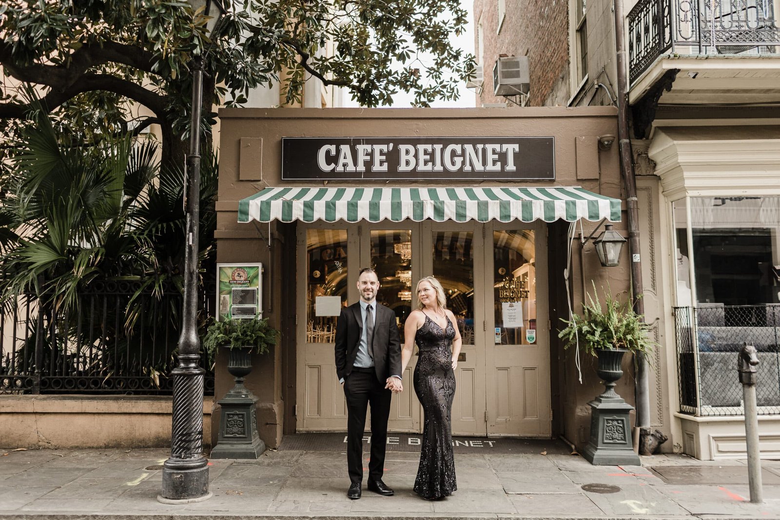 Couple eloping in the French Quarter of New Orleans