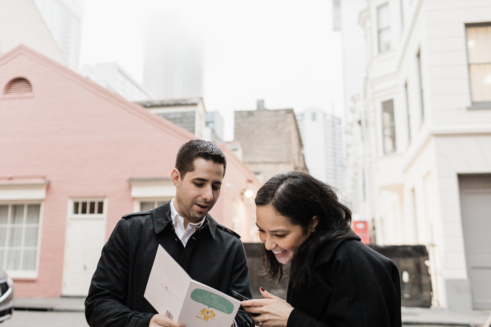 Surprised groom reads letter before surprise vow renewal