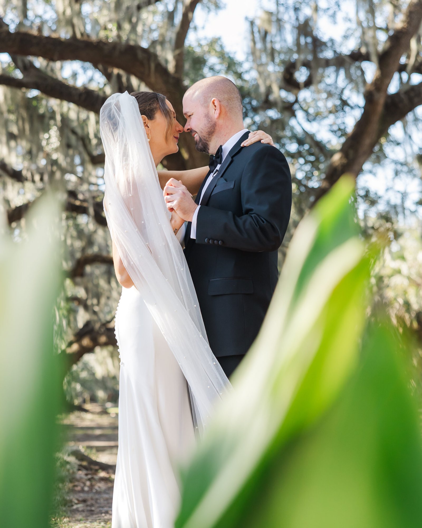 couple dancing their first dance in city park after an elopement in New Orleans